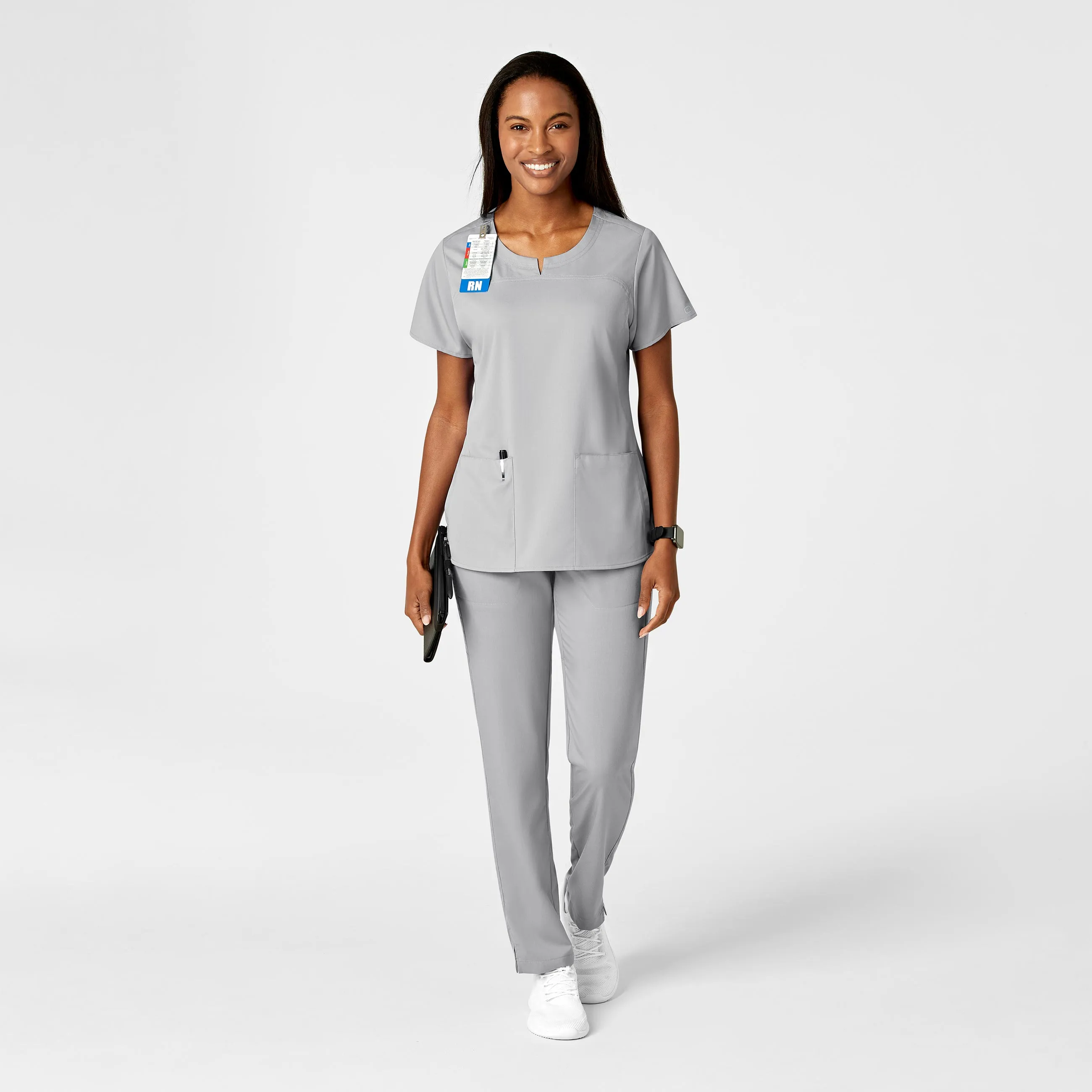 PRO Women's Knit Waist Cargo Scrub Pant - Grey