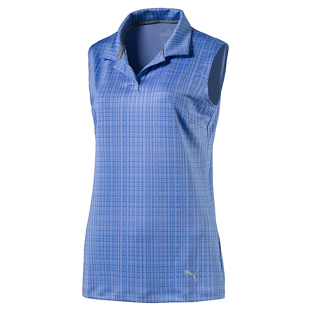 Puma Womens Sleeveless Soft Plaid Golf Polo