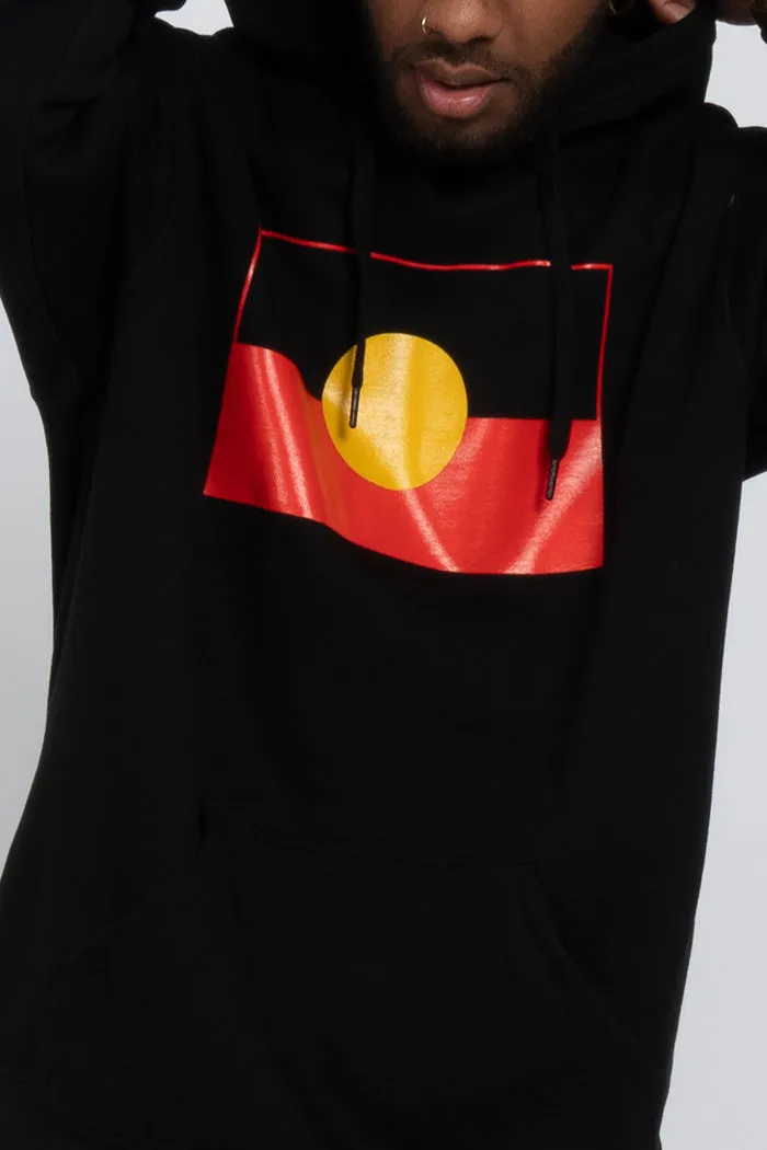 "Raise the Flag" Aboriginal Flag (Large) Black Premium Cotton Blend Unisex Hoodie