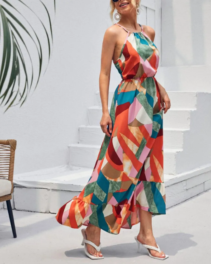 Resort Print Maxi Sleeveless Dress