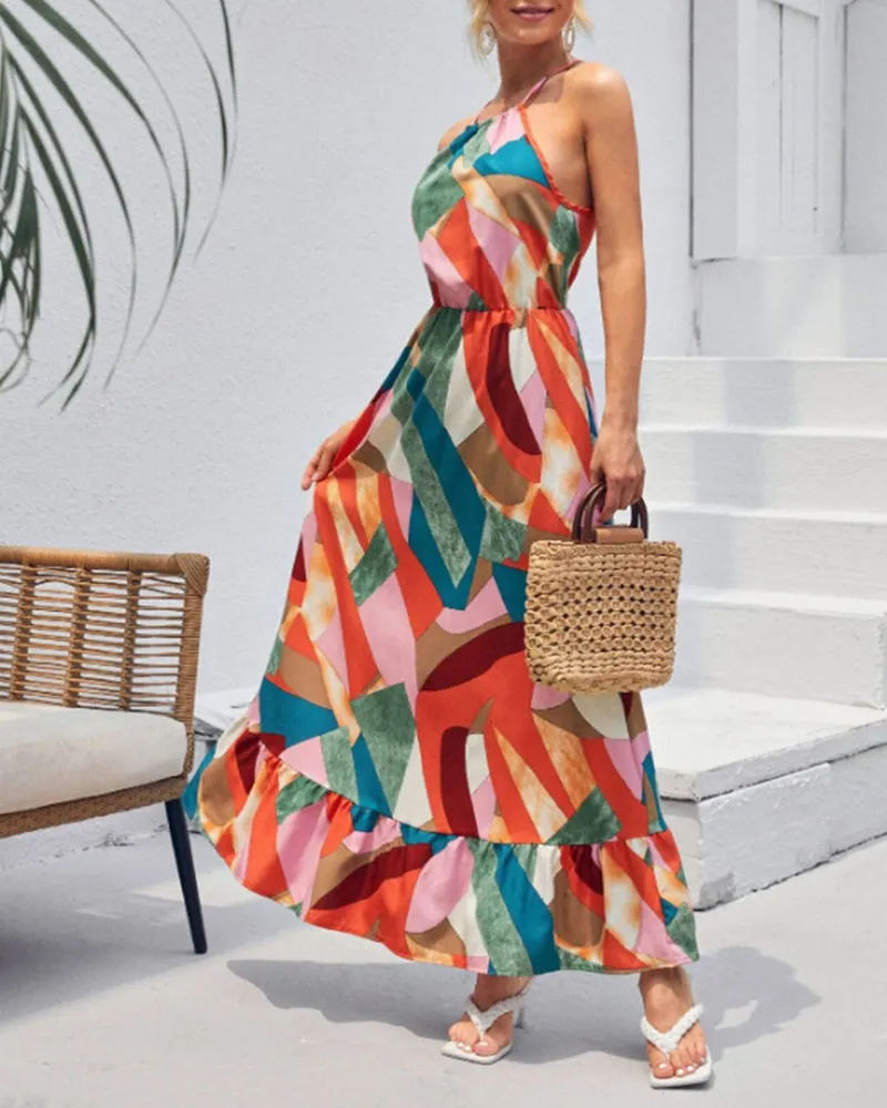 Resort Print Maxi Sleeveless Dress