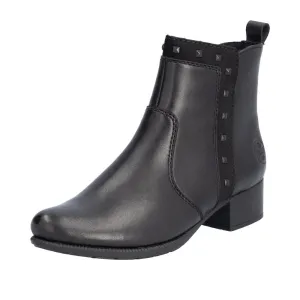 Rieker 78657-00 Ladies Black Leather Side Zip Ankle Boots