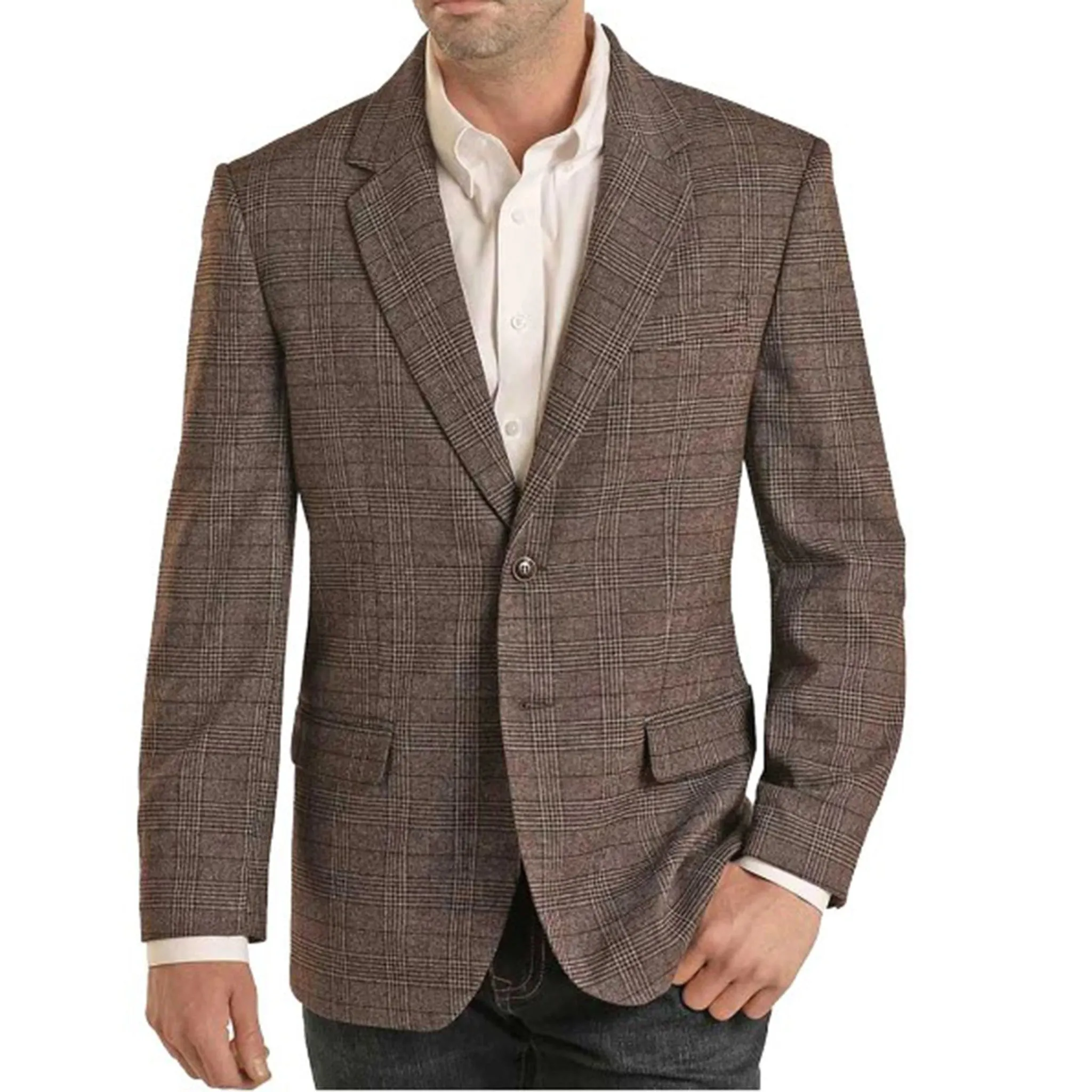 Rock & Roll Men's Brown Plaid Sportscoat