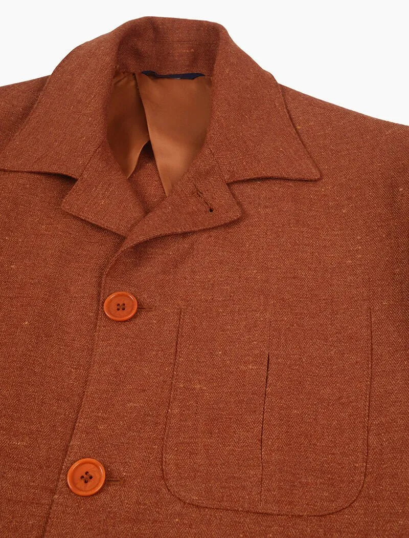 Rust Herringbone Cotton & Linen Shacket