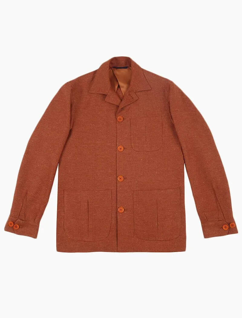 Rust Herringbone Cotton & Linen Shacket