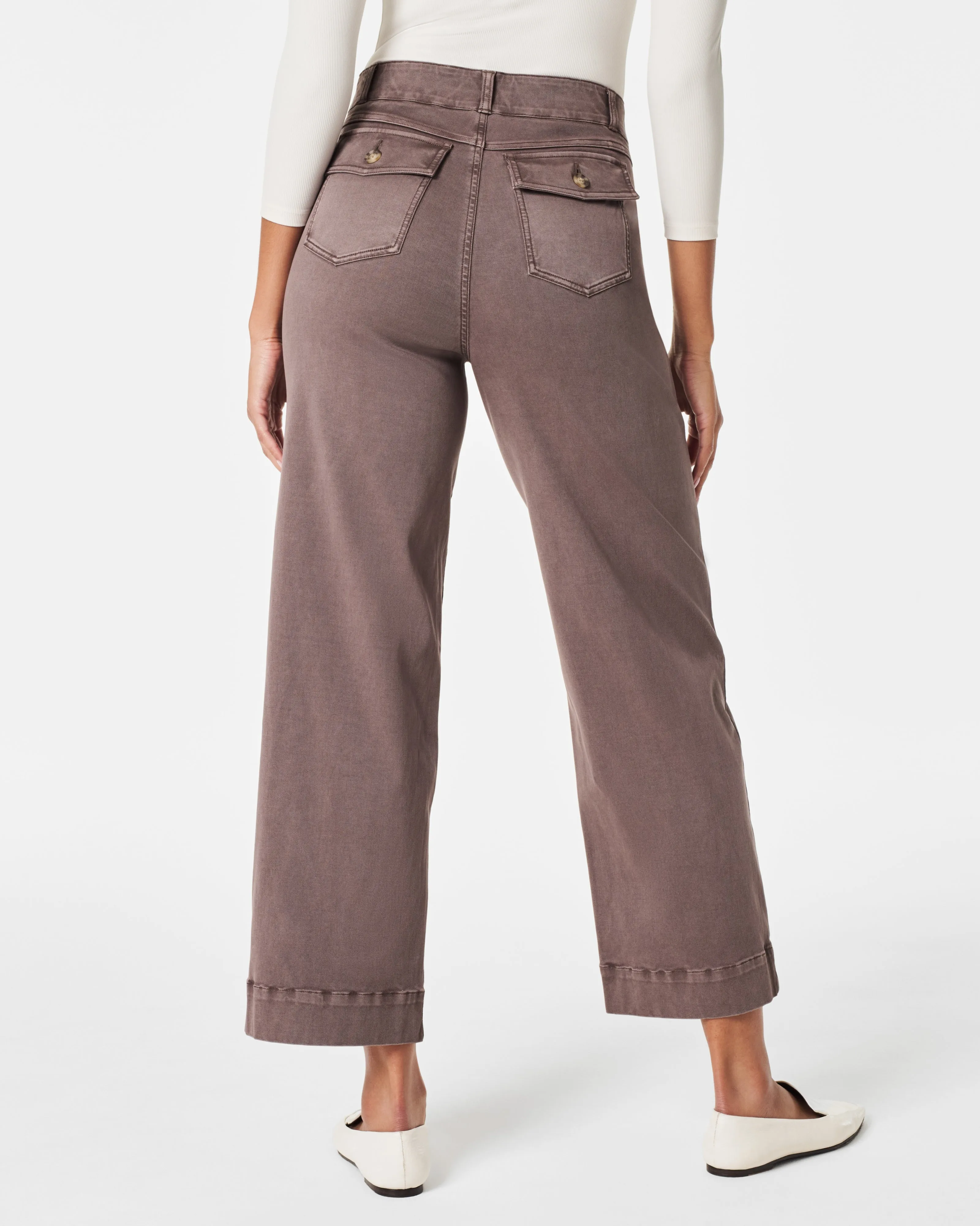 Stretch Twill Cropped Wide Leg, Smoke