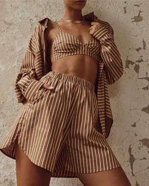 Summer Fashion Striped Three Piece Set