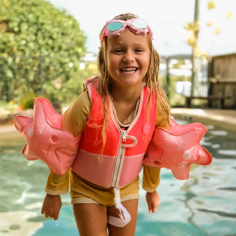 Sunnylife Melody The Mermaid Swim Vest 2-3 Neon Strawberry SCMSVSTM