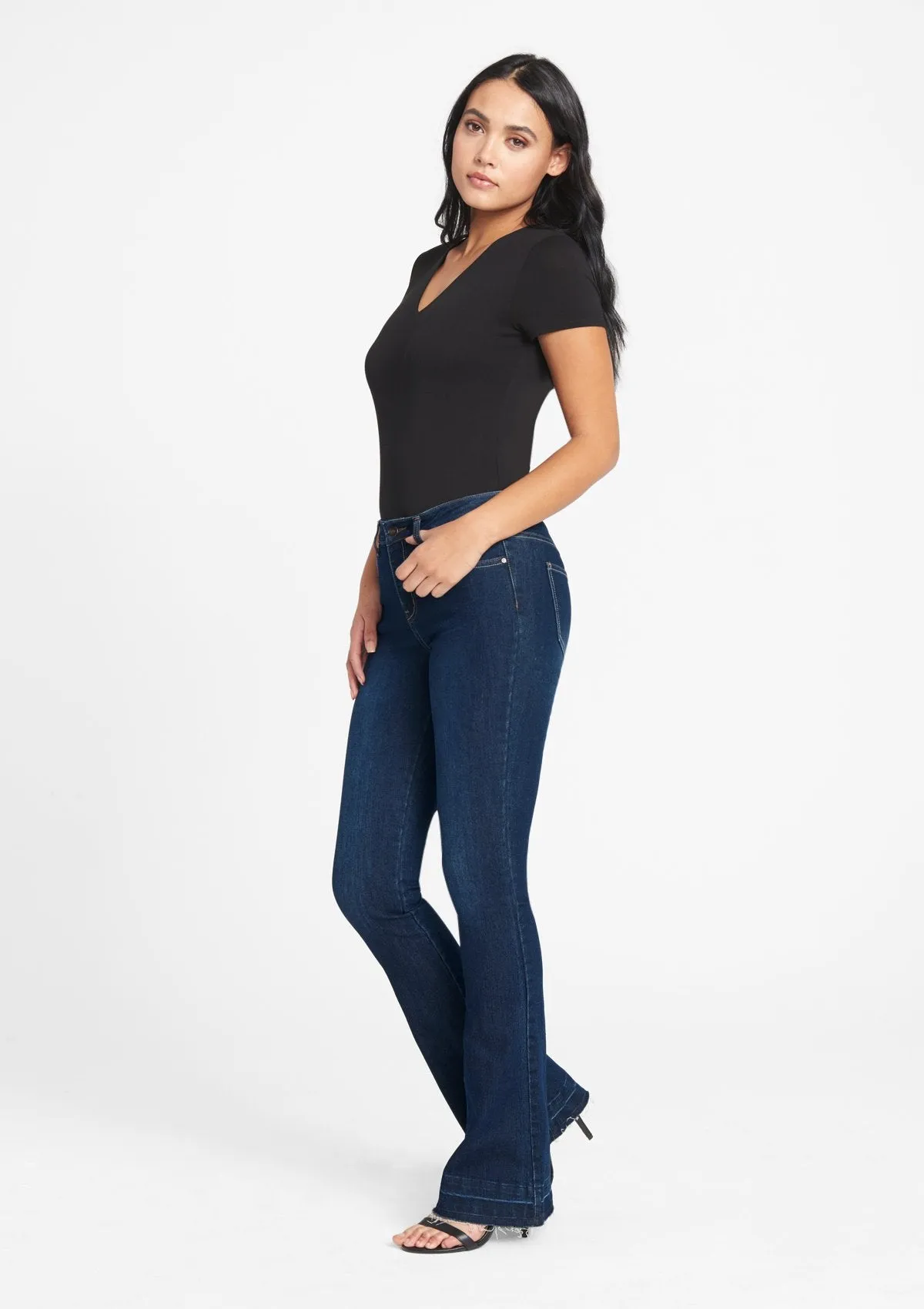 Tall High Waist Raw Edge Flare Jeans