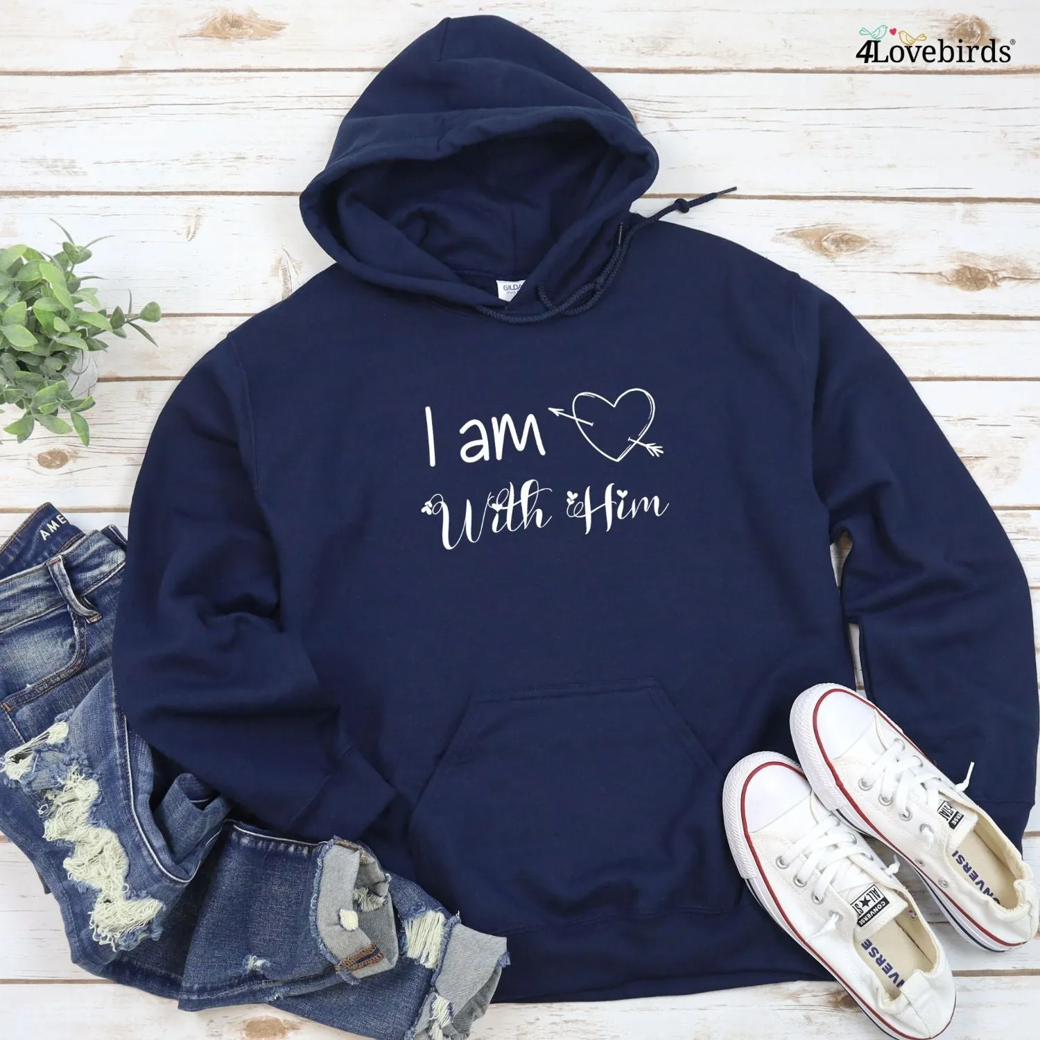 Valentine's Day Matching Outfits Set - 'She is With Me' & 'I am With Him', Gift for Lovebirds