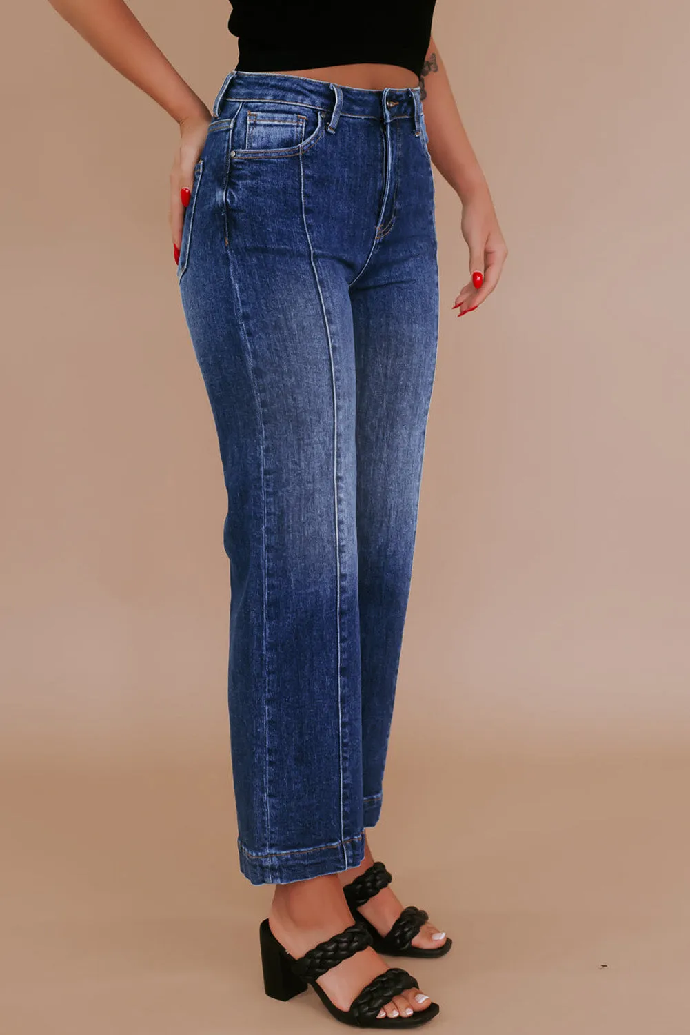 Wide Leg High Waist Jeans Plus Size