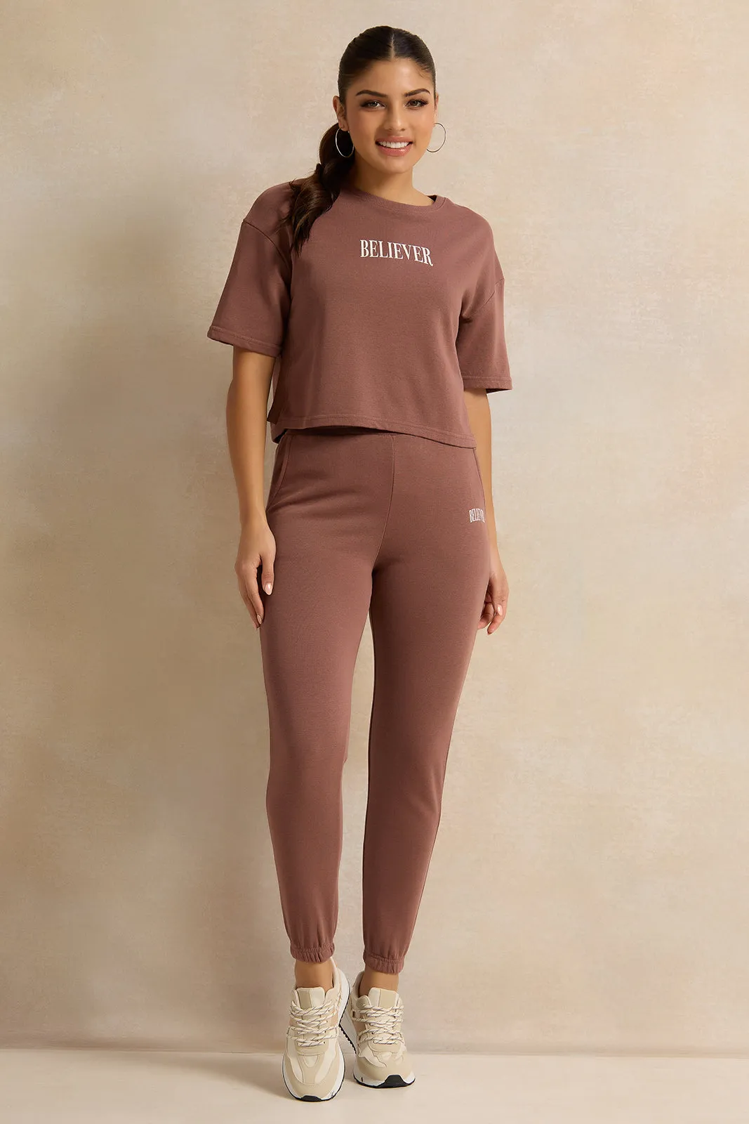 Women Brown Solid Active Pants