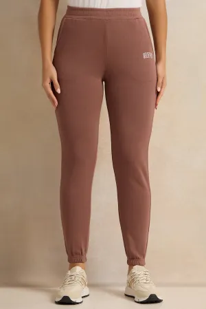 Women Brown Solid Active Pants